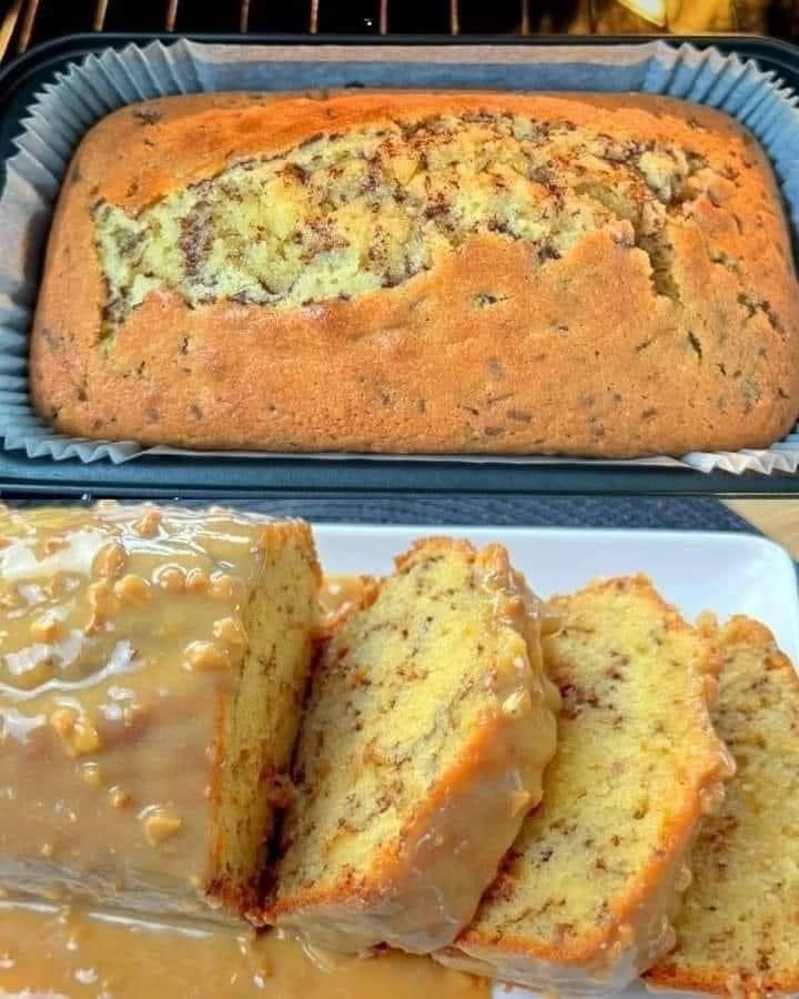 Marble Banana Bread with Caramel Glaze