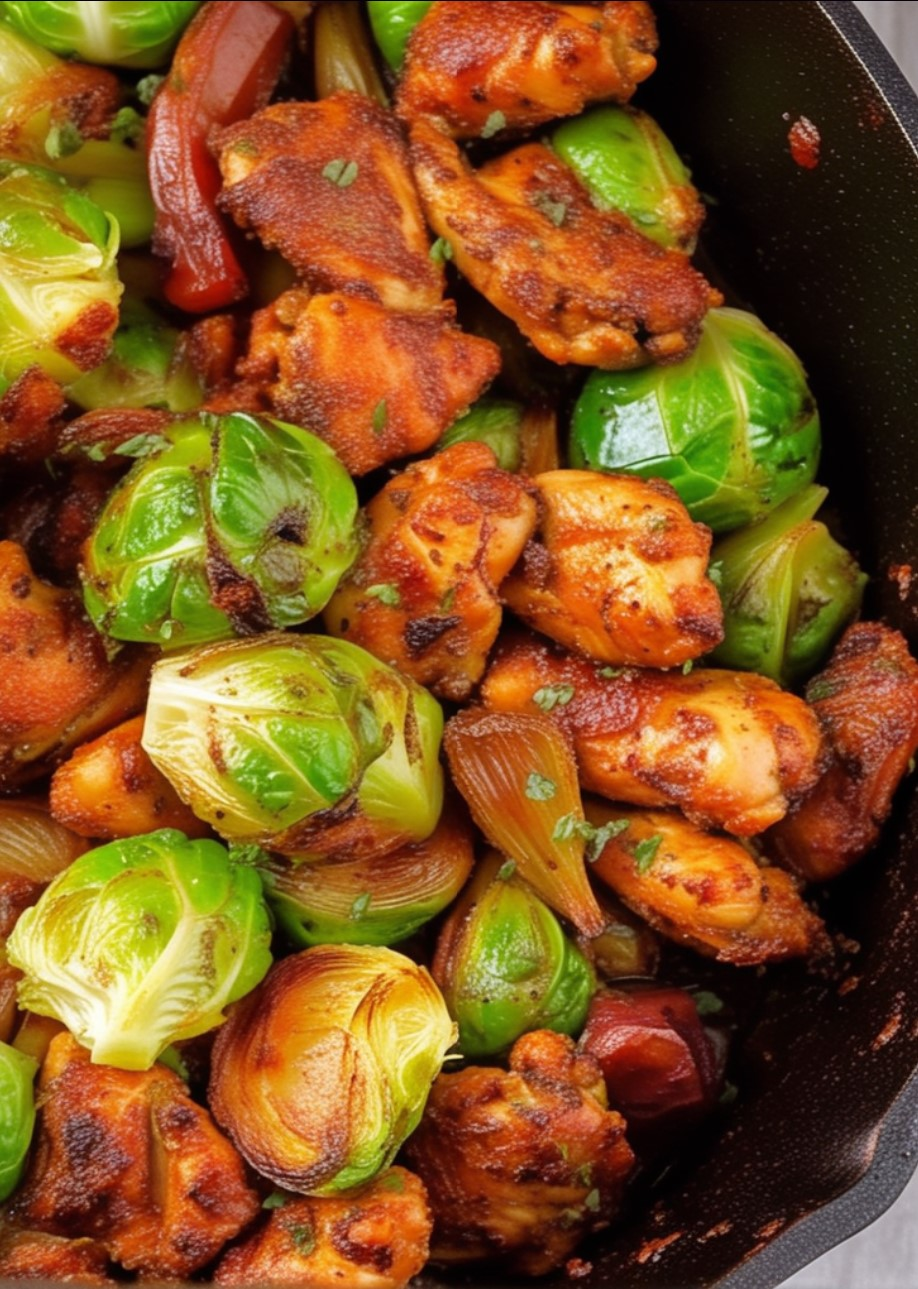 Blackened Chicken and Brussels Sprouts Skillet