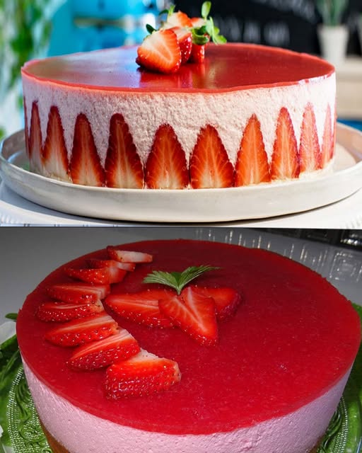 Very easy to prepare strawberry mousse cake