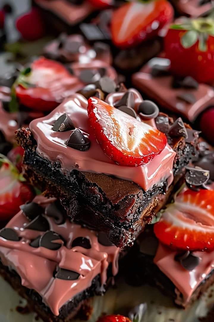 Chocolate Dipped Strawberry Brownies