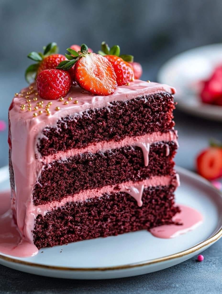 Decadent Strawberry Velvet Cake