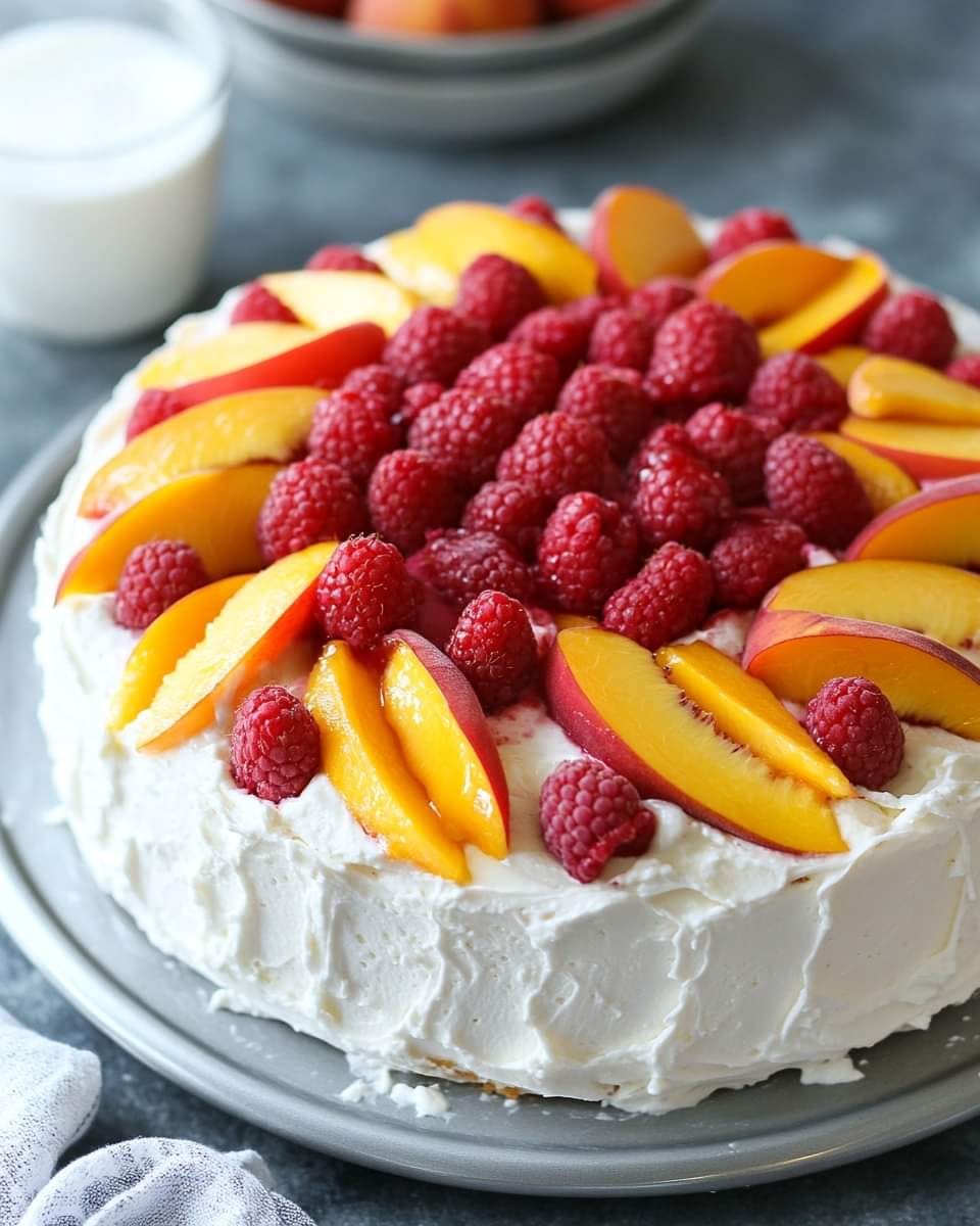 Irresistible Summer Peach Raspberry Cake