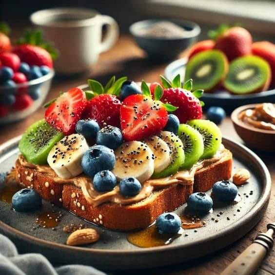 HEALTHY NUT BUTTER TOAST WITH FRUIT