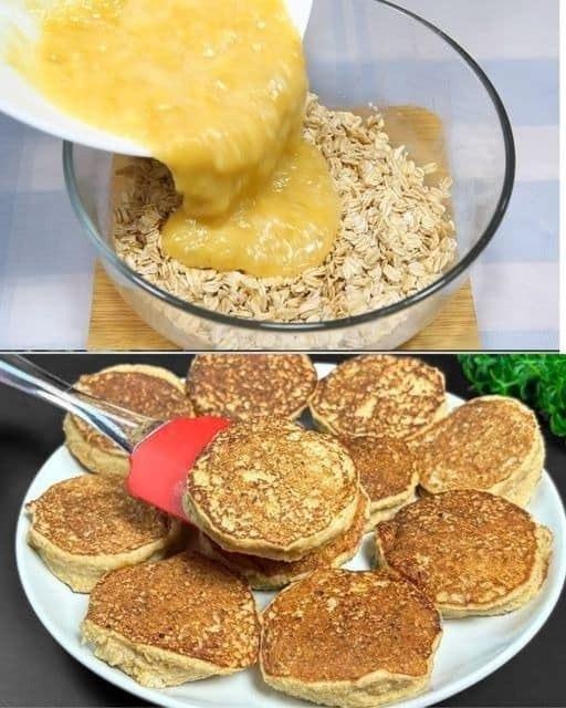 Oatmeal, apple and banana pancakes