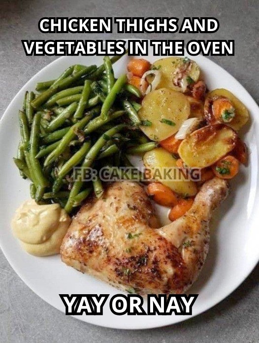 Chicken thighs and vegetables in the oven