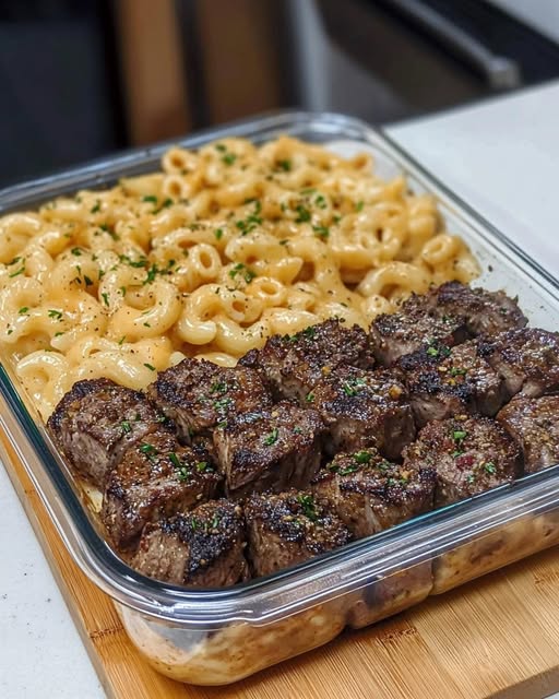 Garlic Herb Steak Bites & Cajun Mac and Cheese