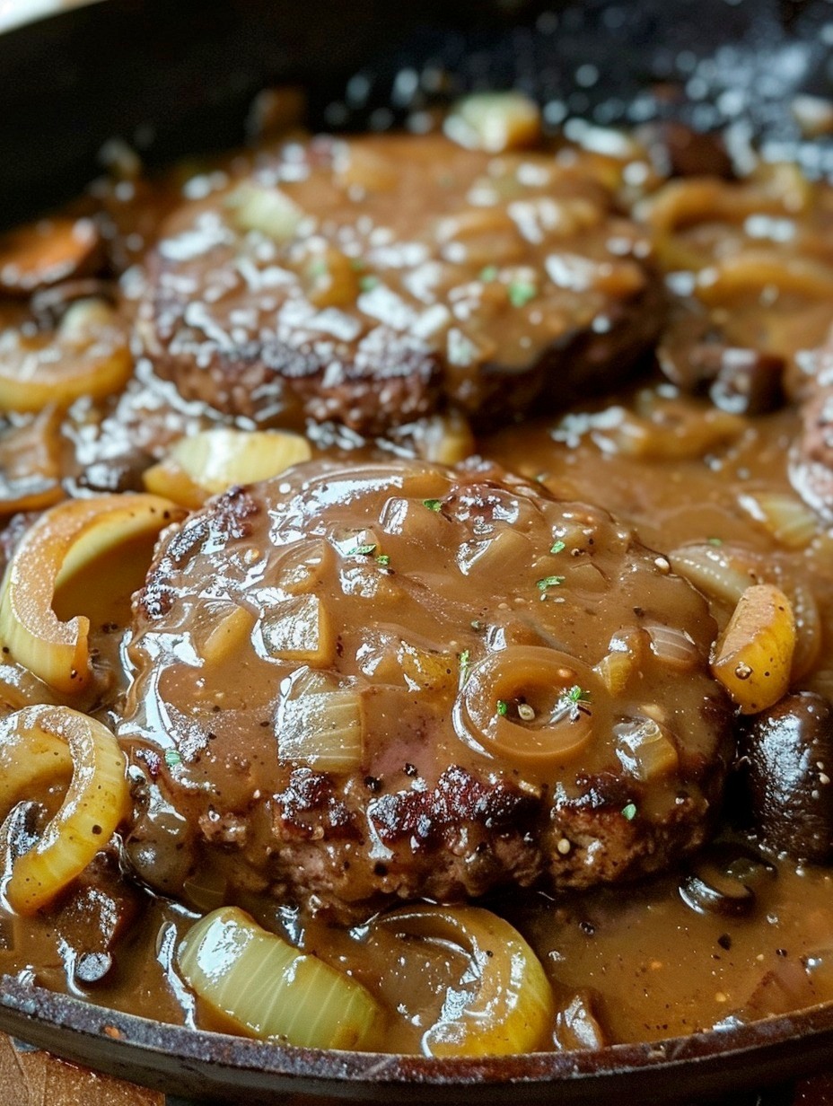 HAMBURGER STEAKS WITH BROWN GRAVY