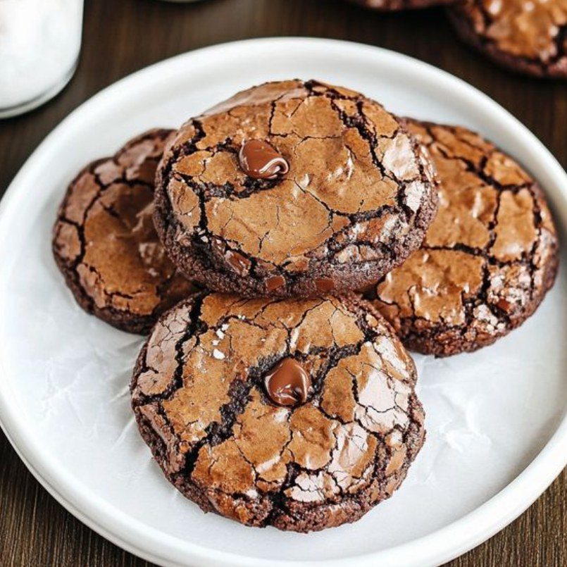 Brownie Crinkle Cookies with Chocolate Chips