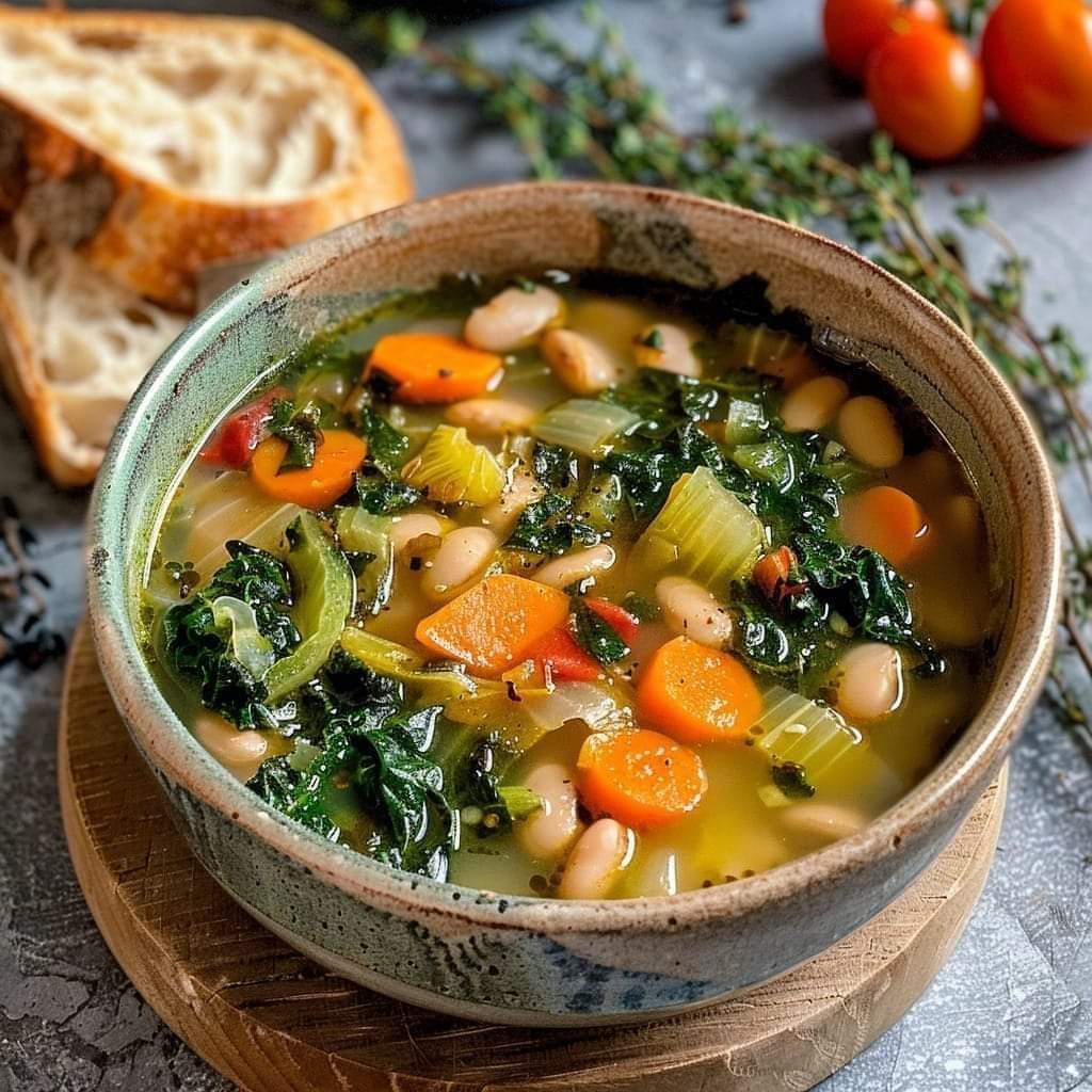 Tuscan White Bean and Kale Soup (Ribollita).