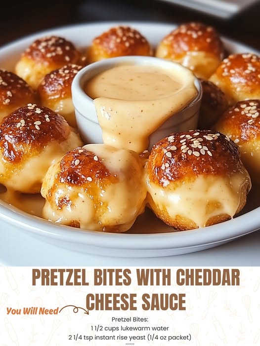 Pretzel Bites with Cheddar Cheese Sauce