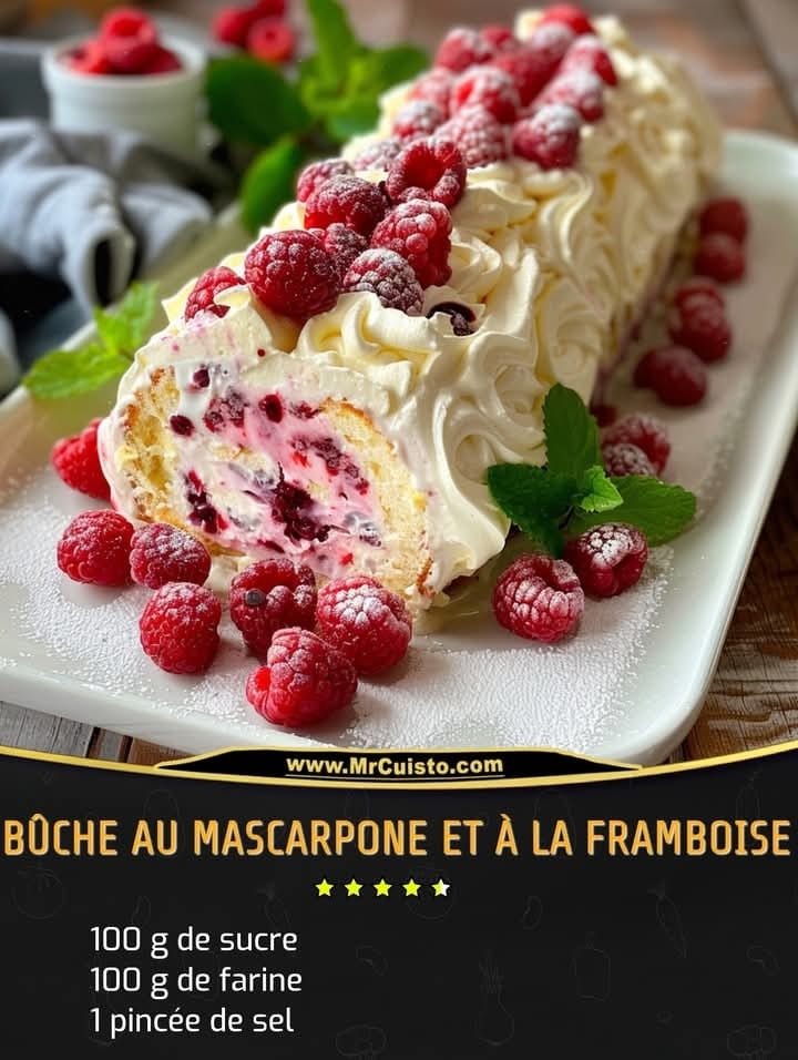 Mascarpone and Raspberry Log