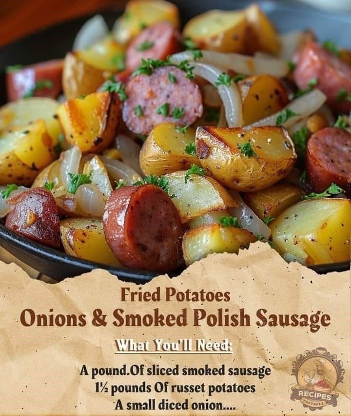 Fried Potatoes, Onions, and Smoked Polish Sausage