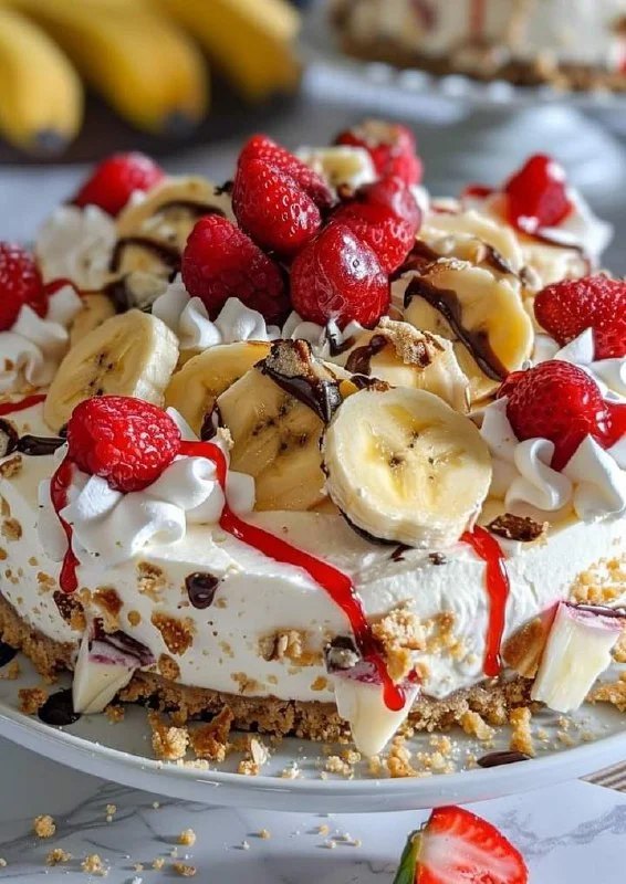 Heavenly No- Singe Banana Split Cheesecake