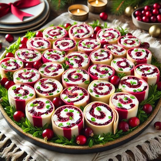 Cranberry Feta Pinwheels with Cream Cheese