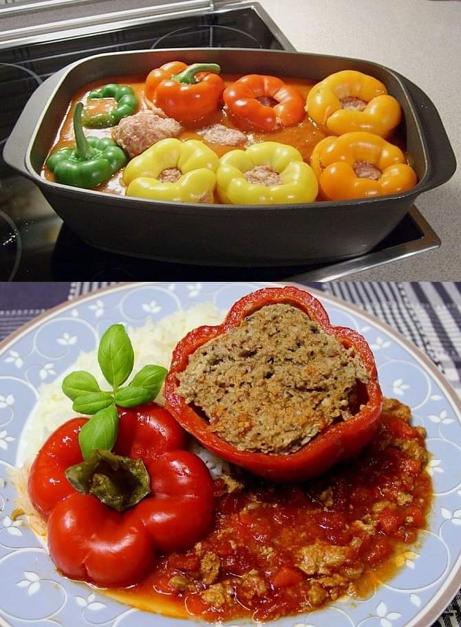 Stuffed peppers with spicy sauce