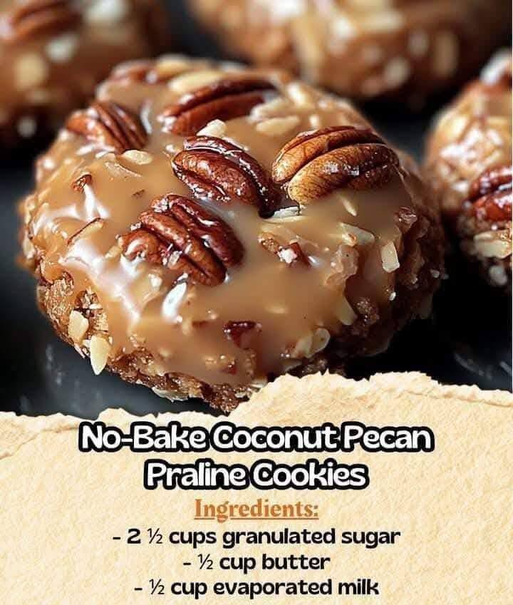 NO-BAKE PECAN COCONUT PRALINE COOKIES