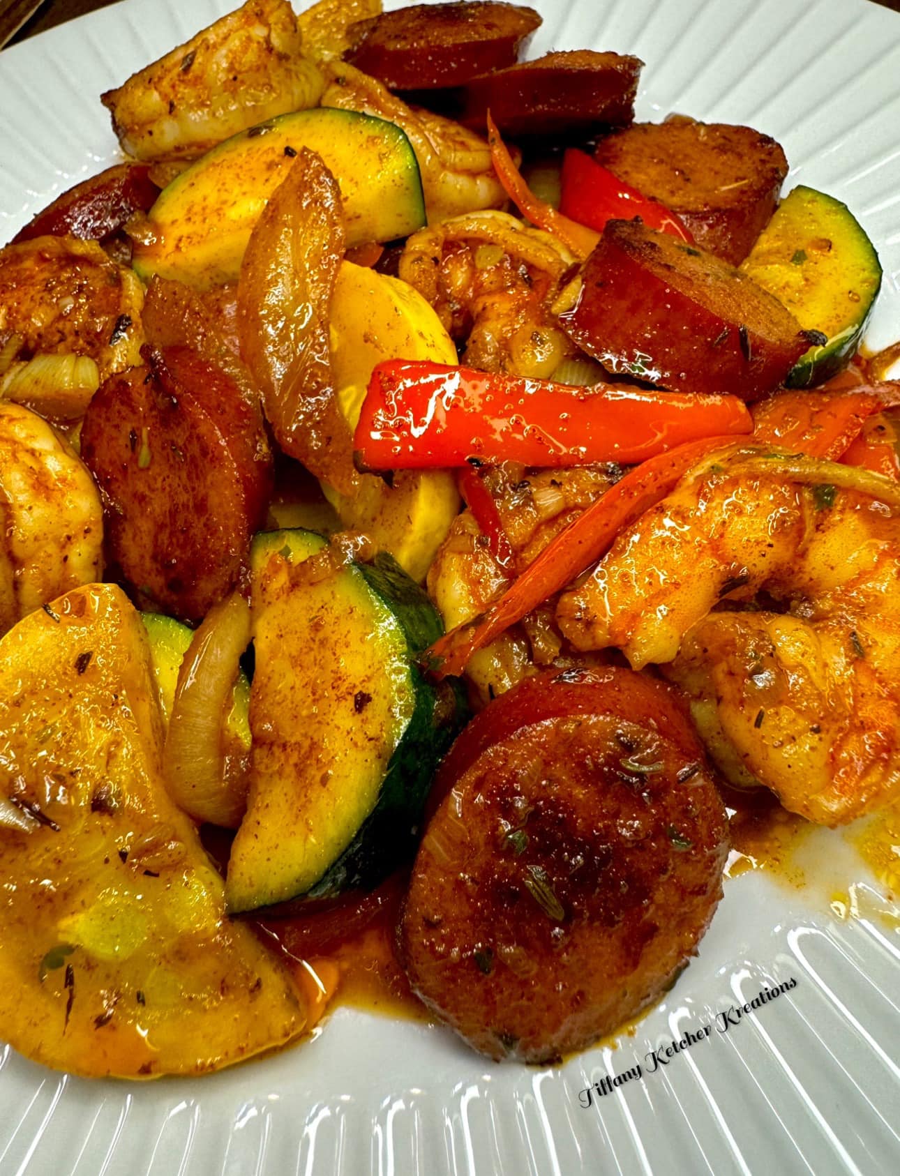 Zucchini, squash, sausage & shrimp recipe: