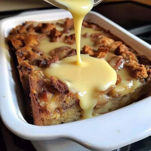 Grandma’s Old Fashioned Bread Pudding with Vanilla Sauce