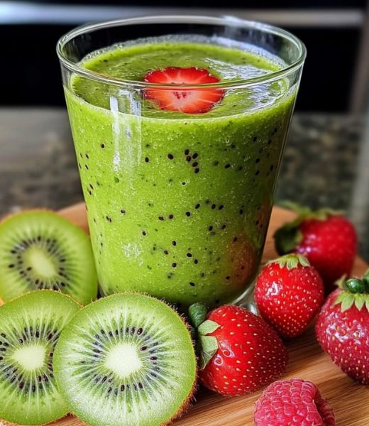 Green Smoothie with Strawberries and Kiwi: A Healthy, Energizing Start to Your Day