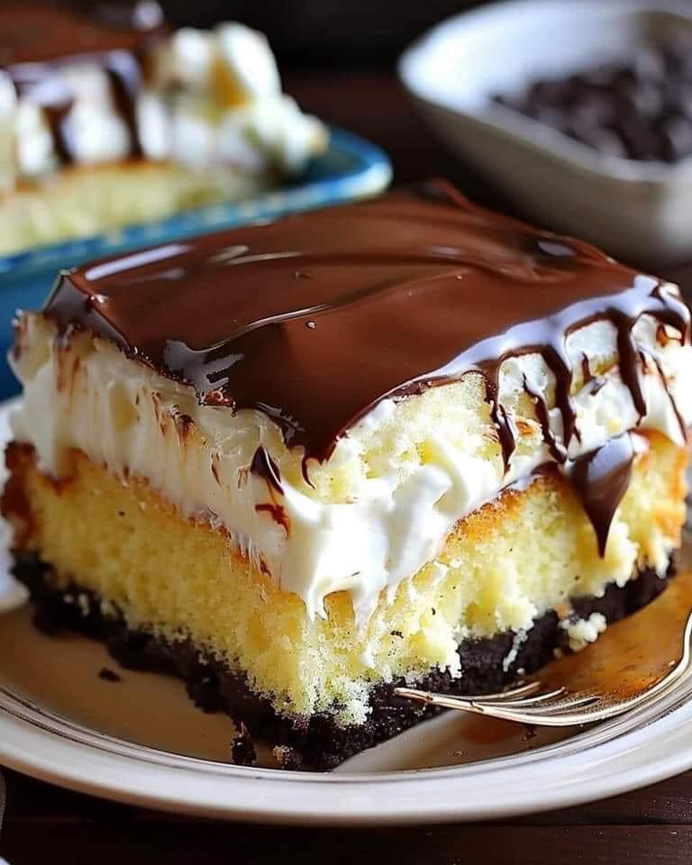 Boston Cream Poke Cake