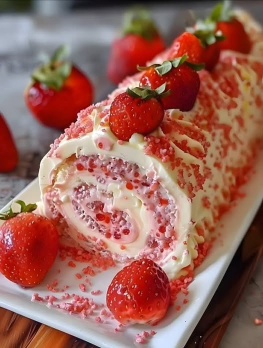 Strawberry Birthday Cake Roll