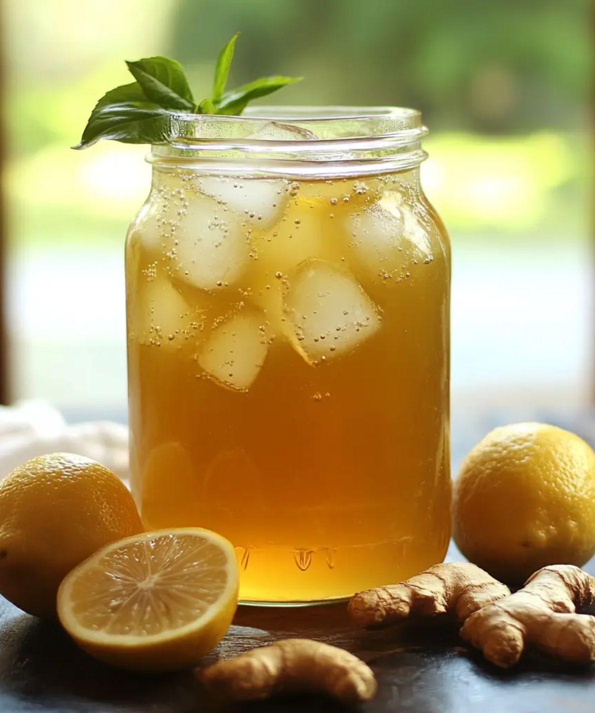 Lemon Ginger Iced Green Tea with Honey