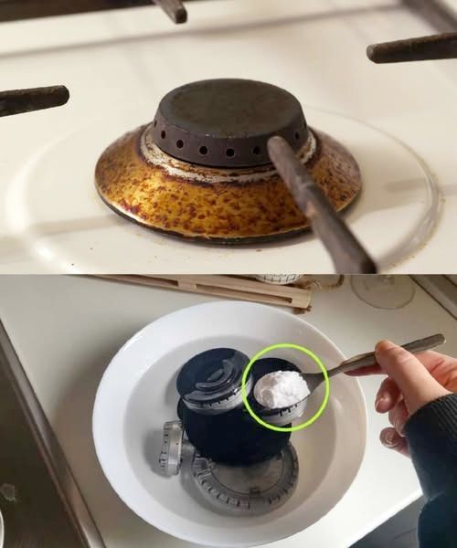 Gas burners: 1 tablespoon is enough to make them shine again!