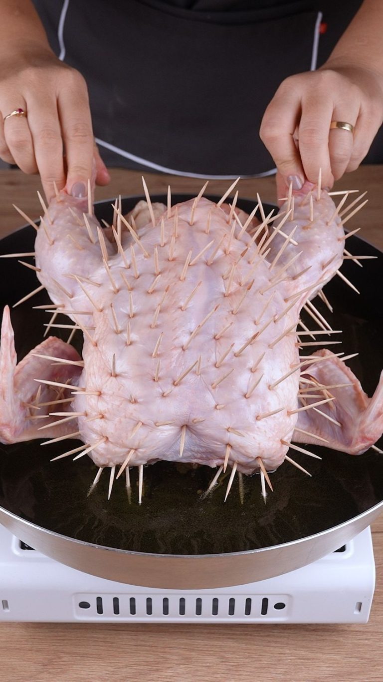 Unique Roasted Chicken with Toothpicks