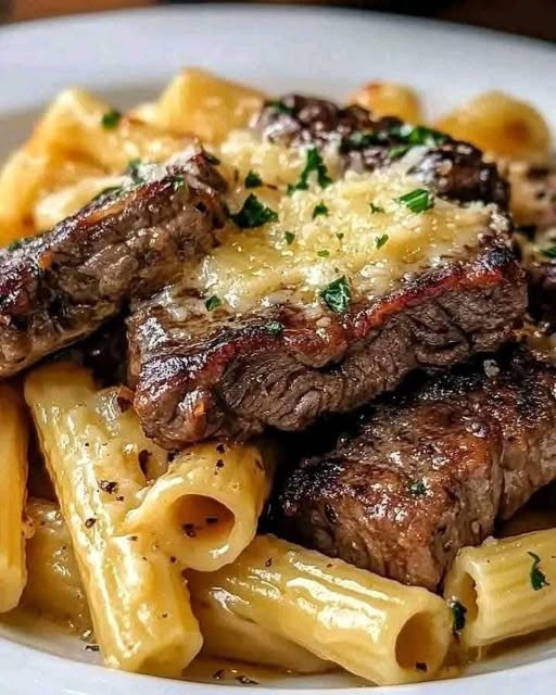 Garlic Butter Steak Tips with Cheesy Rigatoni: A Perfect Comfort Meal