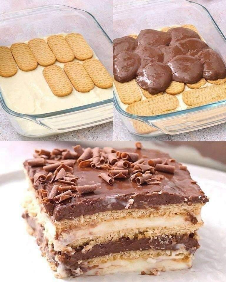 Delicious layered dessert: pudding and chocolate cookies in one delicious treat!