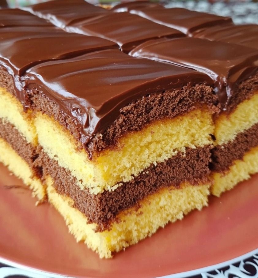 Vanilla Sheet Cake with Chocolate Filling