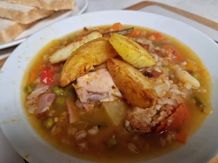 Cozy Comfort: Roasted Chicken, Vegetables, and Lentil Soup with Crispy Homemade Wedges