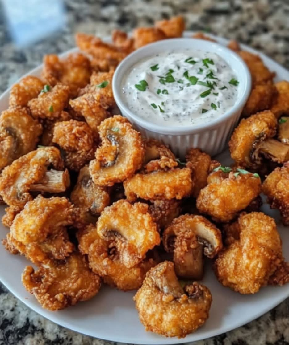 CRISPY FRIED MUSHROOMS WITH COOL RANCH DIP