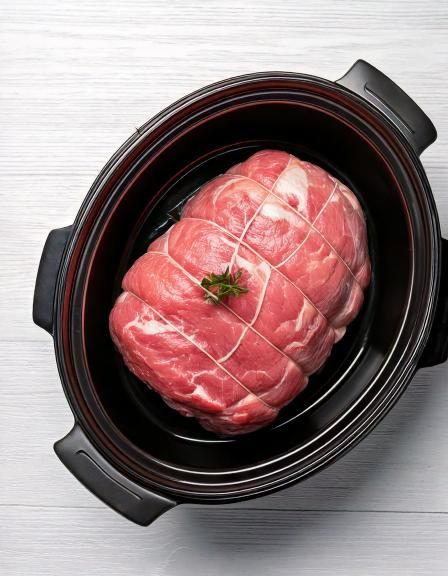 Put raw pork roast in your slow cooker with 4 simple ingredients. You won’t believe how tender and delicious this is.