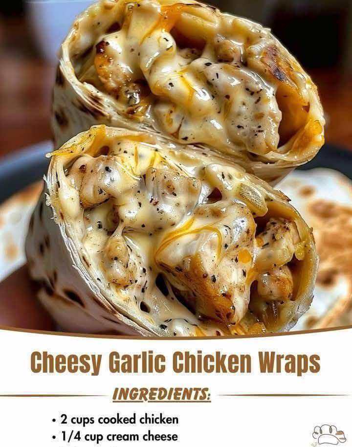 Cheesy Garlic Chicken Wraps Recipe