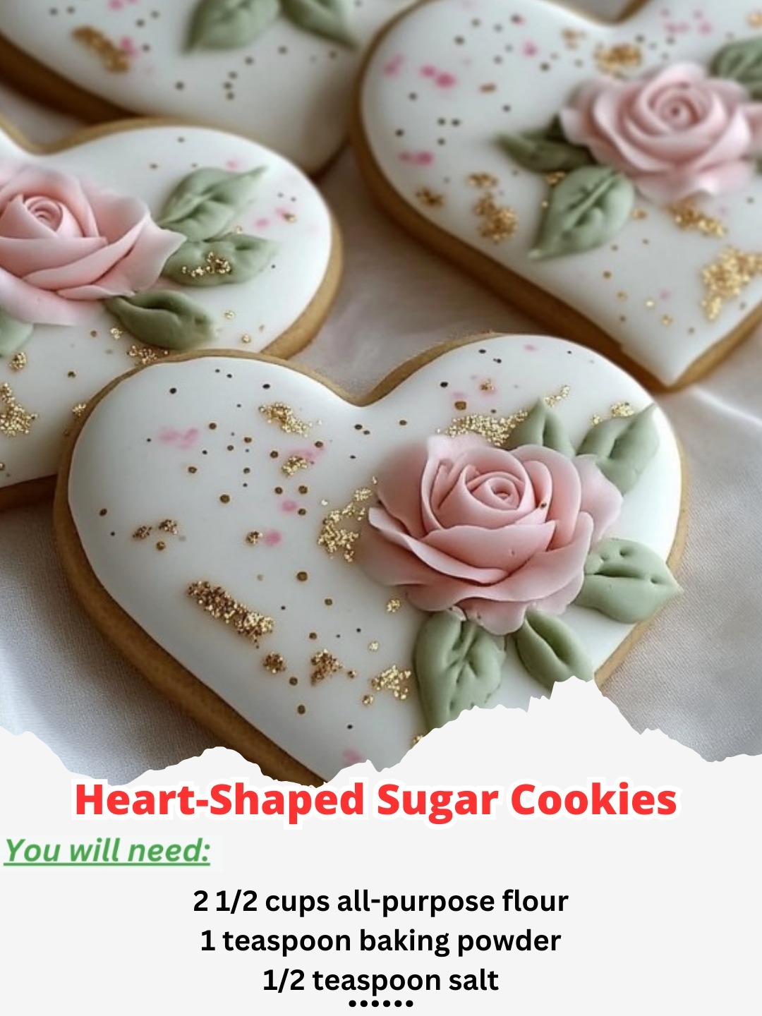 Heart-Shaped Sugar Cookies with Buttercream Roses