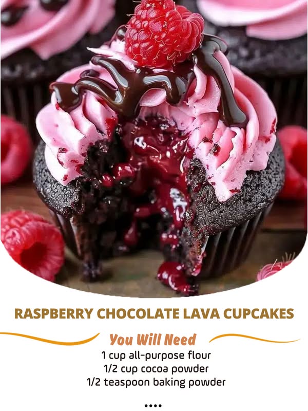 Raspberry Chocolate Lava Cupcakes