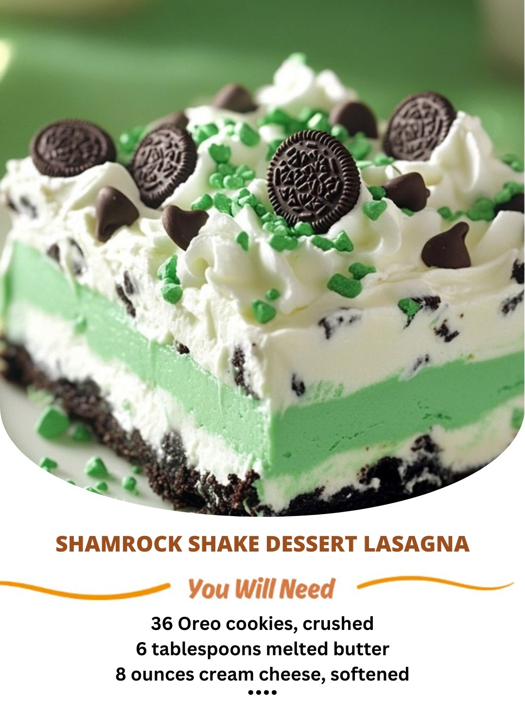 Shamrock Shake Dessert Lasagna