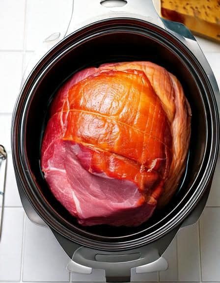 Put ham in a slow cooker with these 3 ingredients. Holiday vibes, any day