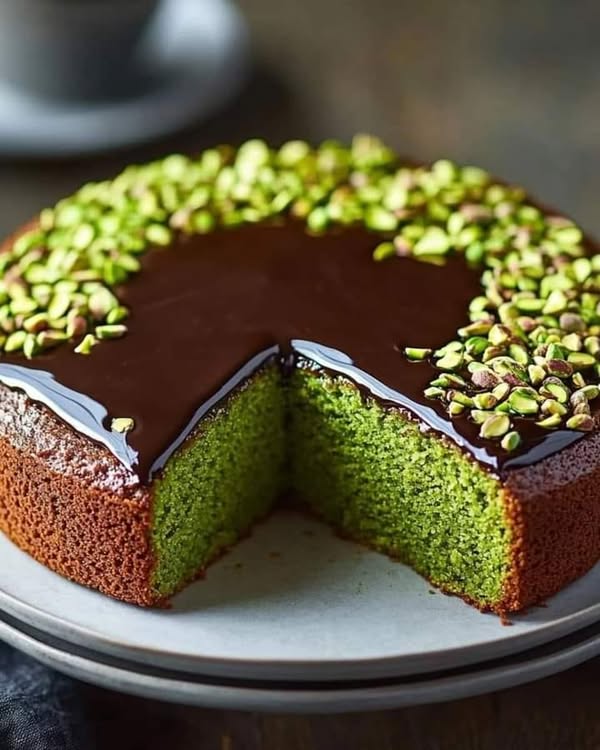 Flourless Pistachio Cake with Chocolate Ganache