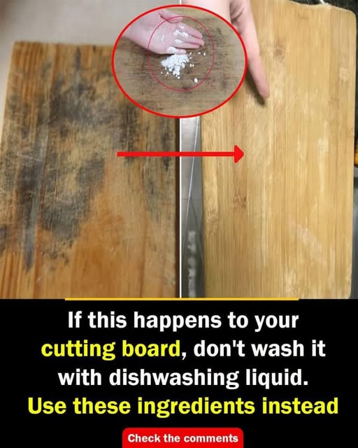 If this happens to your cutting board, don’t wash it with dish soap. Use these ingredients instead